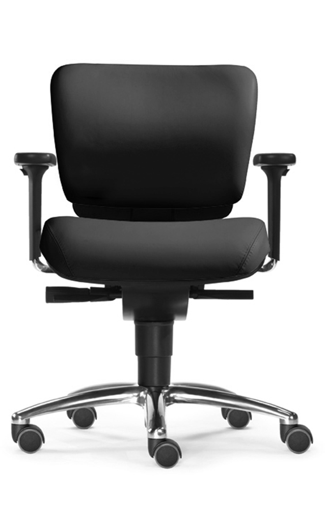 SITWELL Bürostuhl Schwarz: Ergonomischer Schreibtischstuhl mit Armlehnen und verchromtem Fußkreuz.