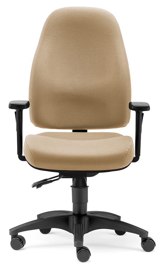 SITWELL Bürostuhl Beige: Ergonomischer Schreibtischstuhl mit Armlehnen und schwarzem Fußkreuz für gesundes Sitzen.