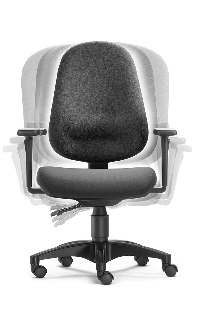 SITWELL Bürostuhl ergonomisch Schwarz: Darstellung der flexiblen Rückenlehne für dynamisches Sitzen und optimale Unterstützung der Wirbelsäule.