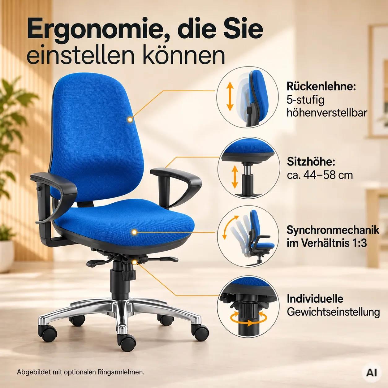 Ergonomischer Bürostuhl bei Rundrücken - Anti-Hohlkreuz
