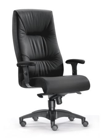 SITWELL Bürostuhl Schwarz: Ergonomischer Leder-Chefsessel mit hoher Rückenlehne, Armlehnen und schwarzem Fußkreuz.