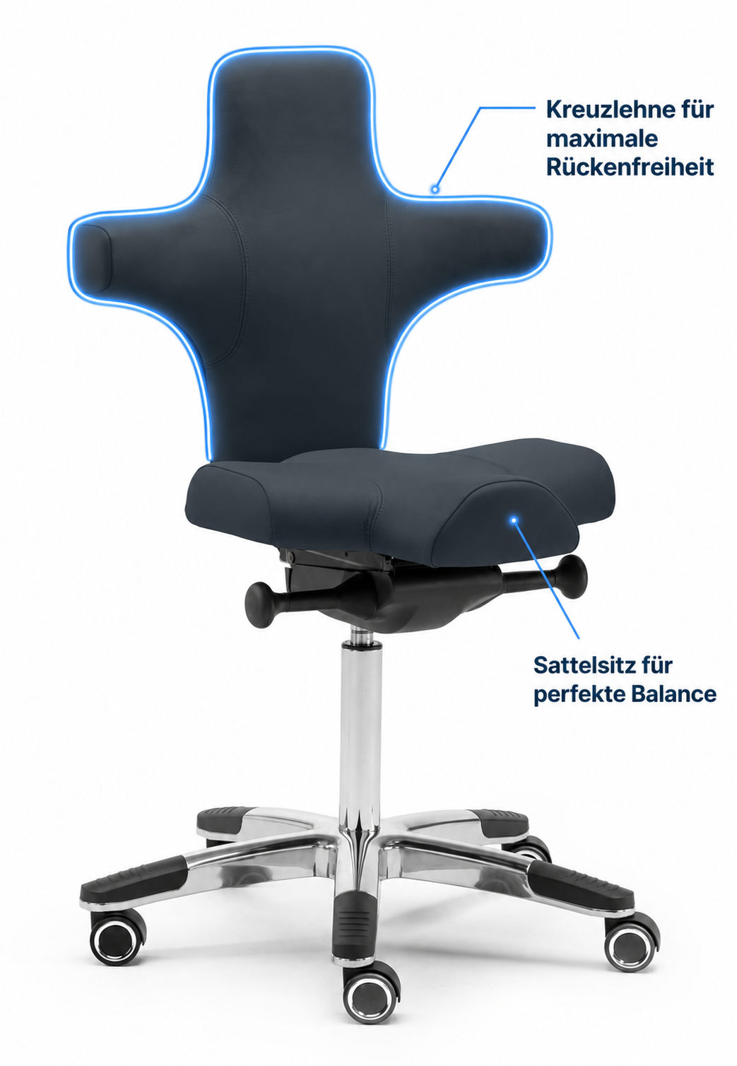 PICASSO - Sattelstuhl mit schulterfreier Rückenlehne
