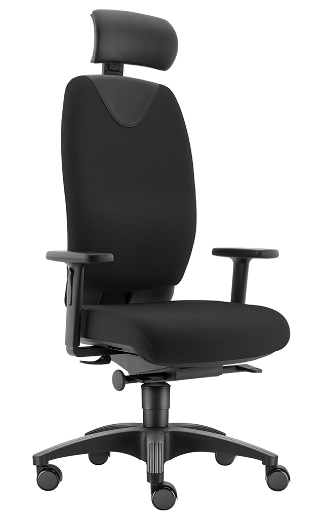 SITWELL Bürostuhl ergonomisch Leder Schwarz: Hochwertiger Chefsessel mit Polstersegmenten, verchromten Armlehnen und Designer-Fußkreuz für exklusives und gesundes Sitzen.