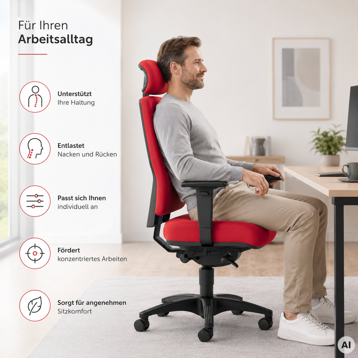 MyChair L mit Kopfstütze - Profi Bürodrehstuhl
