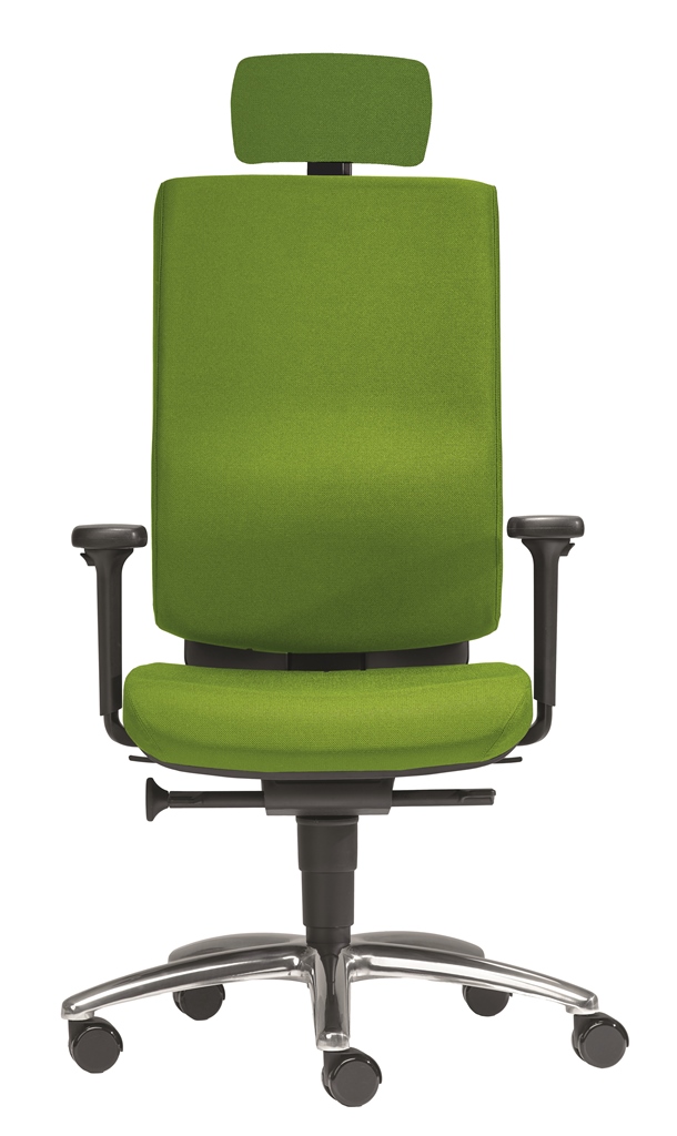 SITWELL Bürostuhl ergonomisch Apfelgrün: Hochwertiger Schreibtischstuhl mit Kopfstütze, Armlehnen und verchromtem Fußkreuz für gesundes Sitzen.
