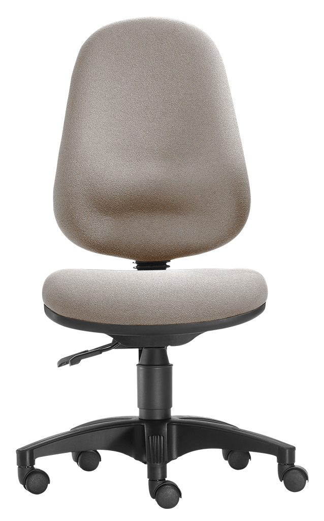 SITWELL Bürostuhl ergonomisch Grau: Schreibtischstuhl ohne Armlehnen mit hoher Rückenlehne für gesundes Sitzen im Büro.