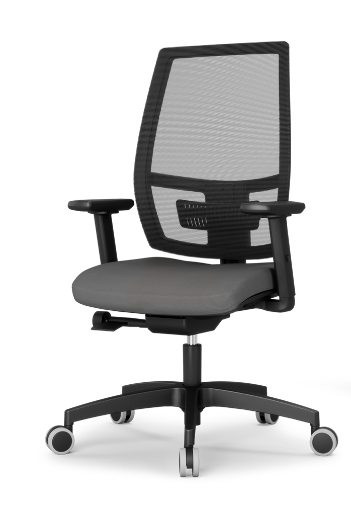 SITWELL Bürostuhl ergonomisch Grau mit Netzrücken: Atmungsaktiver Schreibtischstuhl mit Armlehnen und schwarzem Fußkreuz für gesundes und dynamisches Sitzen.
