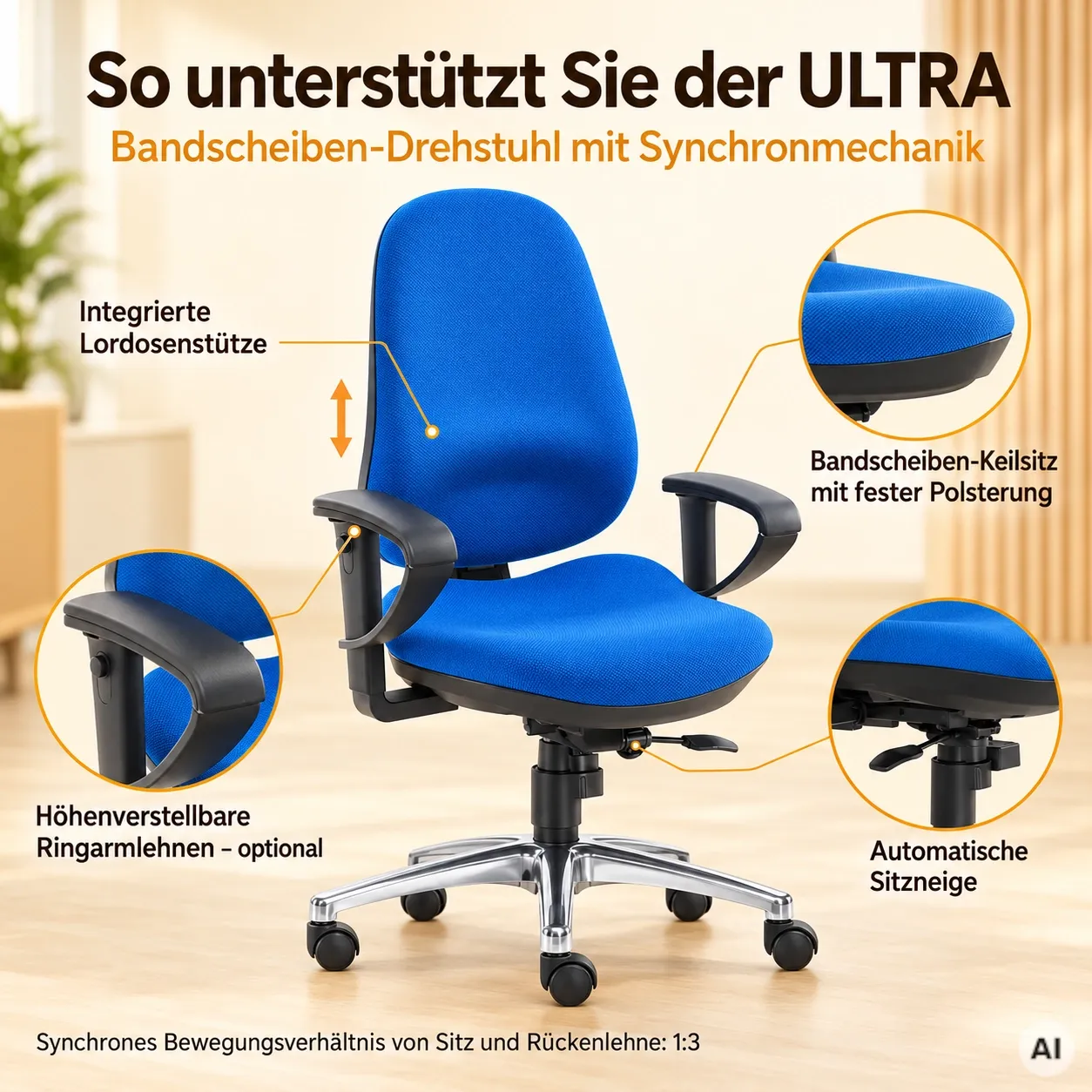 Ergonomischer Bürostuhl bei Rundrücken - Anti-Hohlkreuz