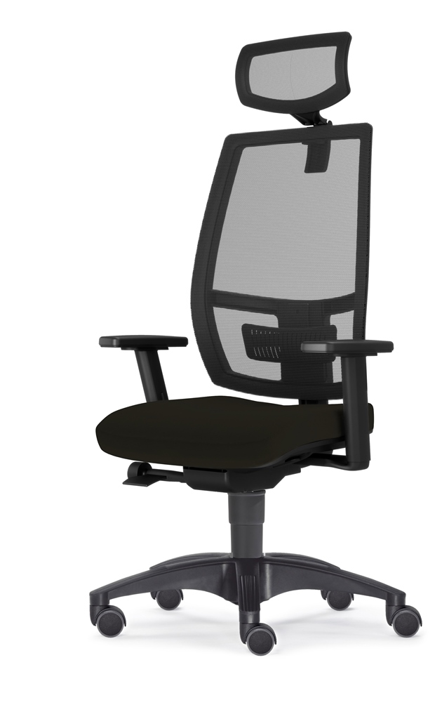 SITWELL Bürostuhl ergonomisch mit Netzrücken: Atmungsaktiver Schreibtischstuhl mit Kopfstütze und Armlehnen für gesundes Sitzen im Büro.